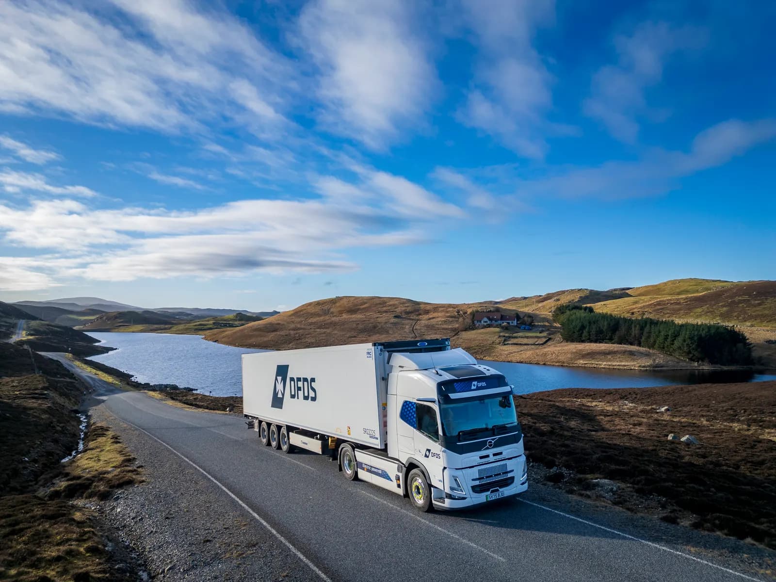 DFDS electric HGV on a coastal route