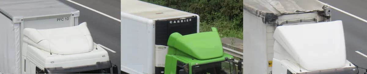 Low-top cab HGVs with flat roof spoilers and poor trailing-edge angles